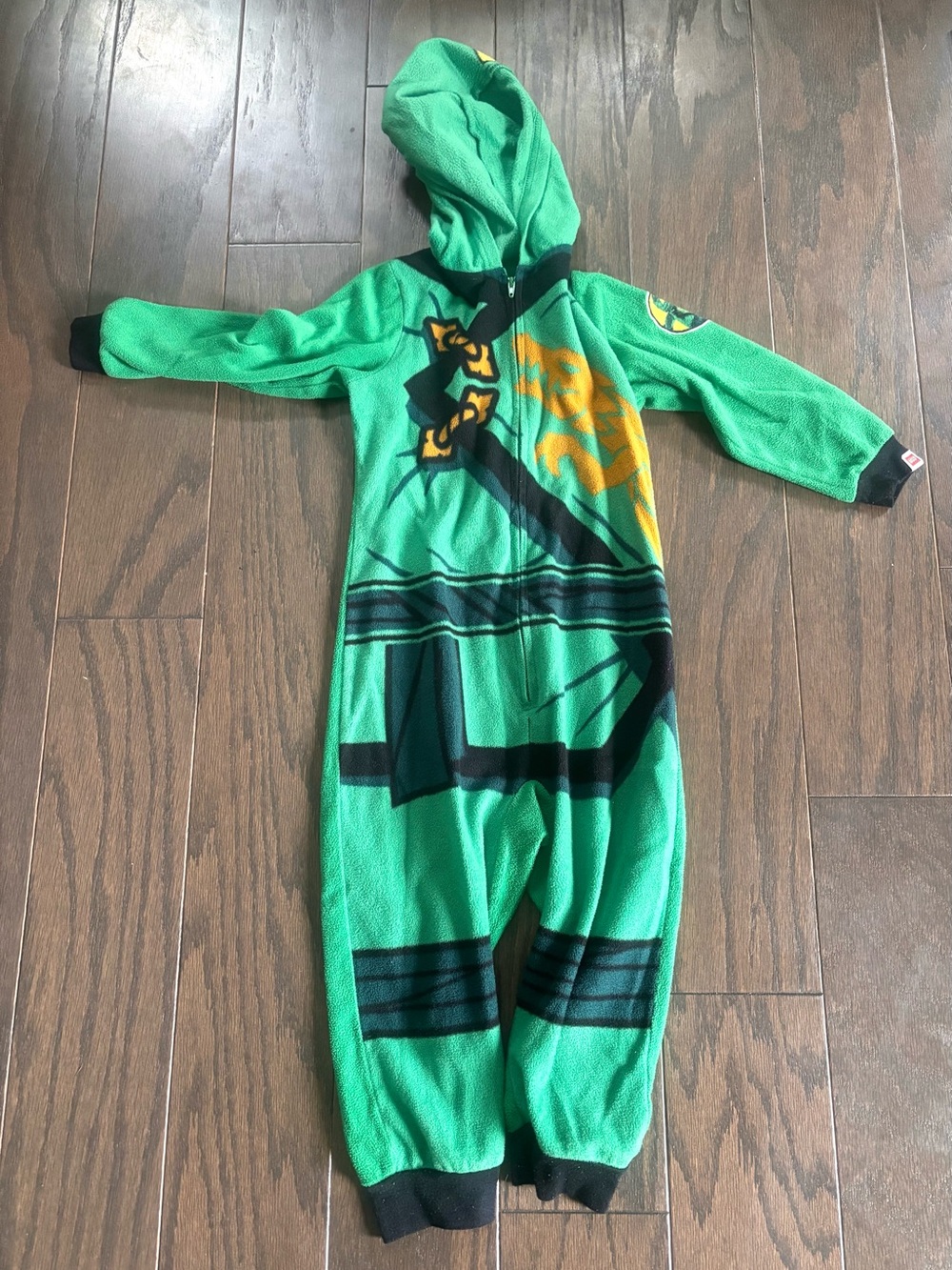 Lego Ninjago Boys Green Costume Long Sleeve Hooded Sleeper Pajamas- Sz 4/5